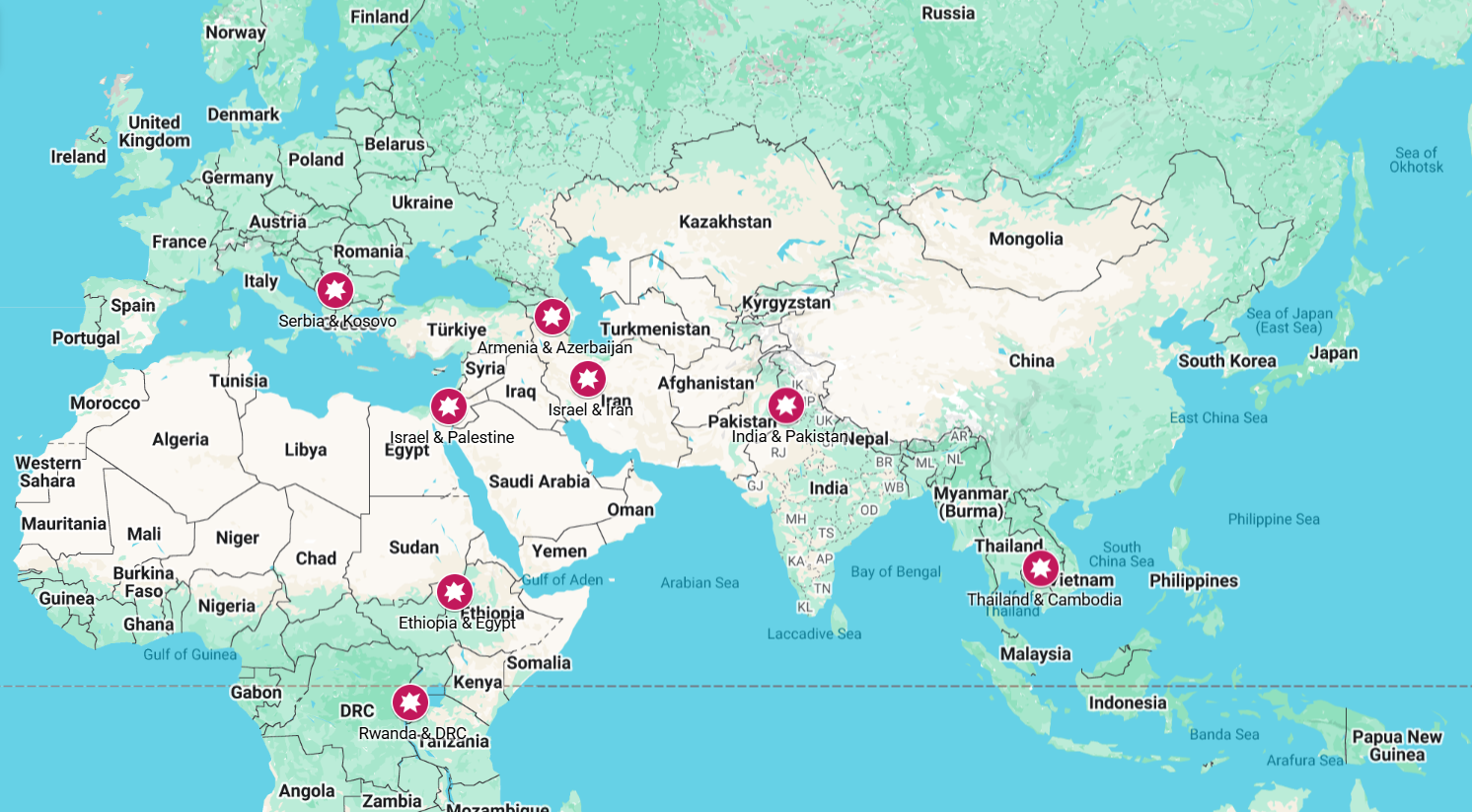 Note - The image shows the eight conflicts Donald Trump claims to have resolved.